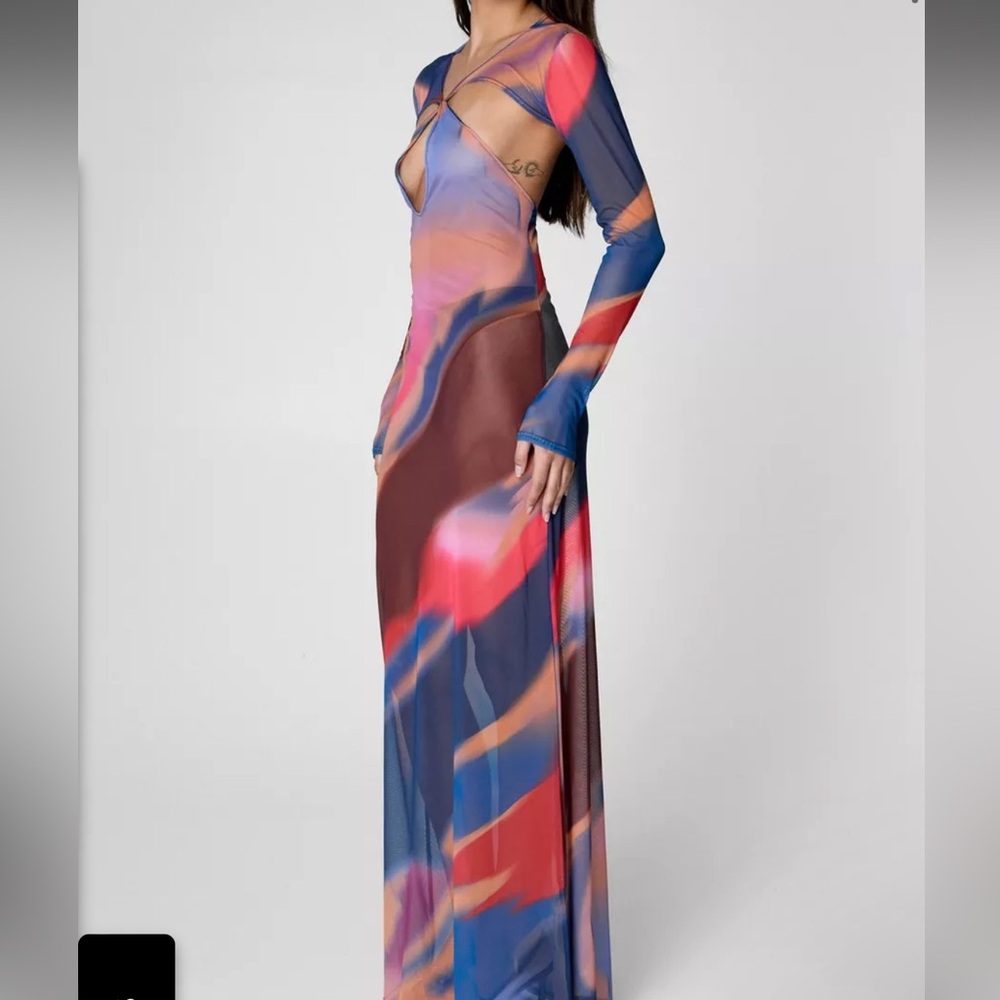 NWT Nasty Gal mesh cutout maxi dress
